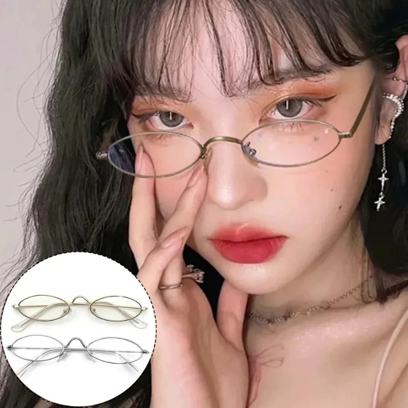 Y2K Small Oval Metal Glasses W - Anti Blue Light Film recension och pris